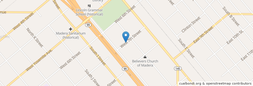 Mapa de ubicacion de Pentecostal Holiness Church en Vereinigte Staaten Von Amerika, Kalifornien, Madera County.