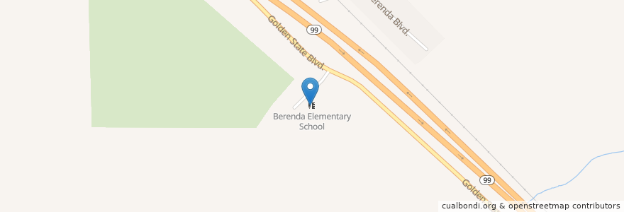 Mapa de ubicacion de Berenda Elementary School en United States, California, Madera County.