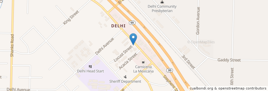 Mapa de ubicacion de Delhi Development Center en Stati Uniti D'America, California, Merced County.
