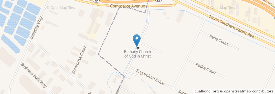 Mapa de ubicacion de Bethany Church of God in Christ en Estados Unidos Da América, Califórnia, Merced County, Atwater.