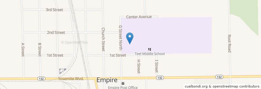 Mapa de ubicacion de Empire Elementary School en Соединённые Штаты Америки, Калифорния, Stanislaus County.
