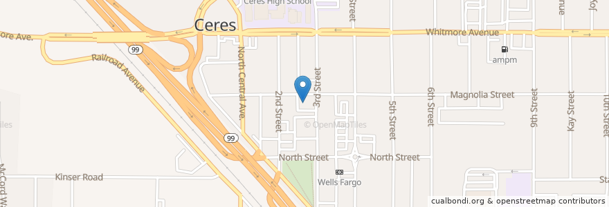 Mapa de ubicacion de Ceres Post Office en Amerika Syarikat, California, Stanislaus County, Ceres.