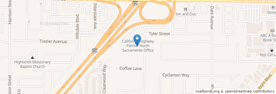 Mapa de ubicacion de Tyler Street Church of God en United States, California, Sacramento County.