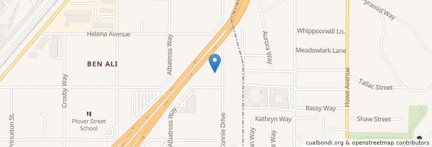 Mapa de ubicacion de Kingdom Hall of Jehovahs Witnesses en Amerika Birleşik Devletleri, Kaliforniya, Sacramento County, Sacramento.