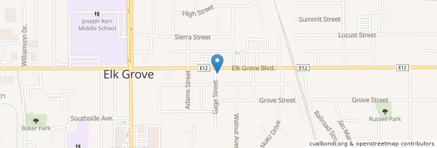 Mapa de ubicacion de Elk Grove United Methodist Church en Amerika Syarikat, California, Sacramento County, Elk Grove.