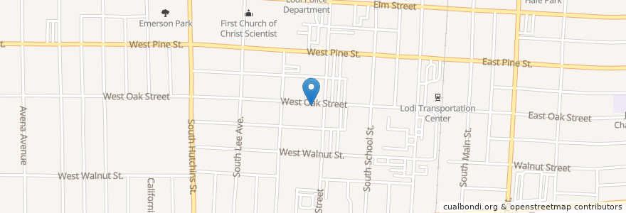 Mapa de ubicacion de First Methodist Church en Amerika Birleşik Devletleri, Kaliforniya, San Joaquin County, Lodi, Lodi.