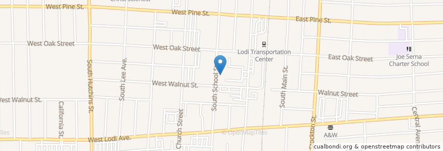 Mapa de ubicacion de Lodi Post Office en United States, California, San Joaquin County, Lodi, Lodi.