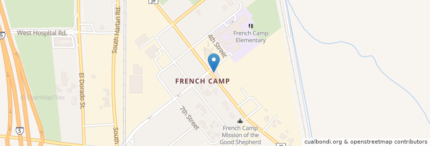 Mapa de ubicacion de French Camp Post Office en Соединённые Штаты Америки, Калифорния, San Joaquin County.