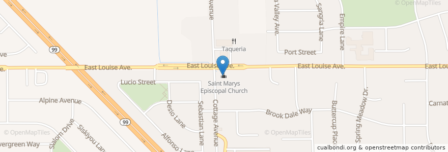 Mapa de ubicacion de Saint Marys Episcopal Church en Amerika Syarikat, California, San Joaquin County, Manteca.