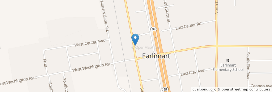 Mapa de ubicacion de Earlimart Post Office en Amerika Syarikat, California, Tulare County.