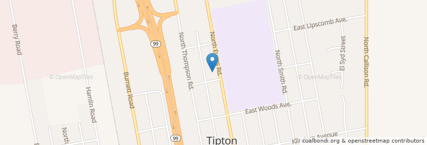 Mapa de ubicacion de Tipton United Methodist Church en United States, California, Tulare County.