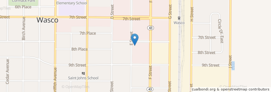 Mapa de ubicacion de Wasco Post Office en Amerika Syarikat, California, Kern County, Wasco.
