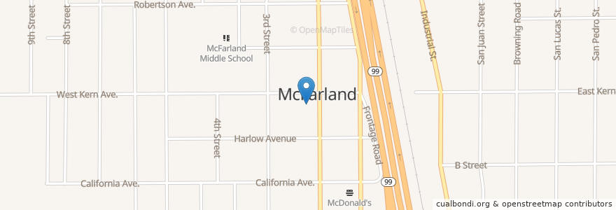 Mapa de ubicacion de McFarland Post Office en United States, California, Kern County, Mcfarland.
