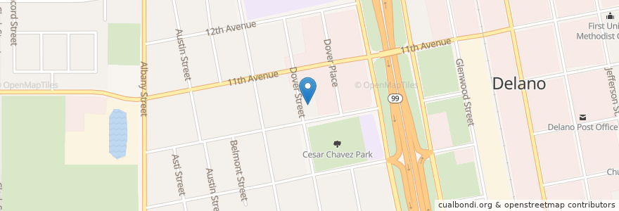 Mapa de ubicacion de Saint Paul Baptist Church en Amerika Syarikat, California, Kern County, Delano.