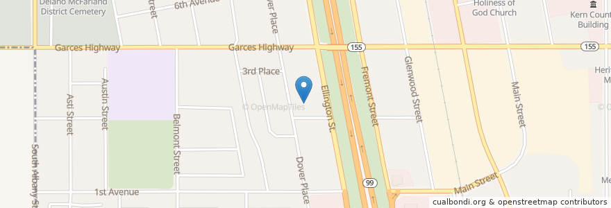 Mapa de ubicacion de Temple Bautista Belen en États-Unis D'Amérique, Californie, Kern County, Delano.