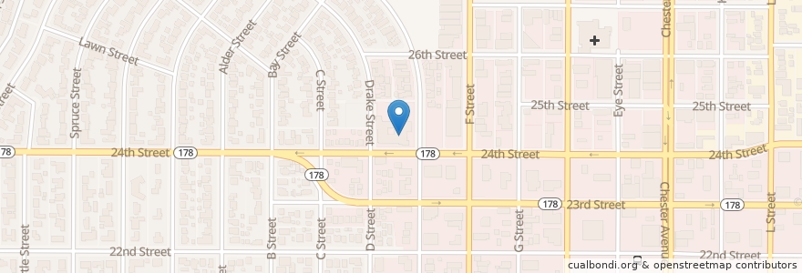 Mapa de ubicacion de Phoenix Learning Center en United States, California, Kern County, Bakersfield.