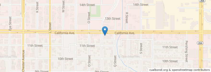 Mapa de ubicacion de Trinity Temple Church of God in Christ en アメリカ合衆国, カリフォルニア州, Kern County, Bakersfield.