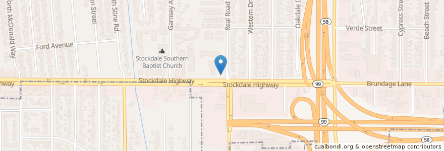 Mapa de ubicacion de First Congregational Church of Bakersfield en 미국, 캘리포니아주, Kern County, Bakersfield.