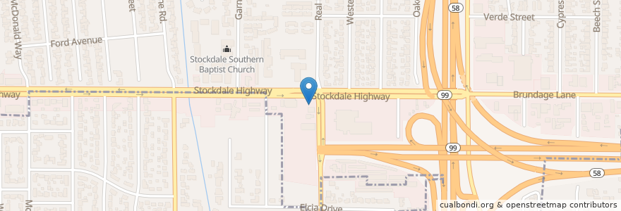 Mapa de ubicacion de Harvest Foursquare Church en アメリカ合衆国, カリフォルニア州, Kern County, Bakersfield.