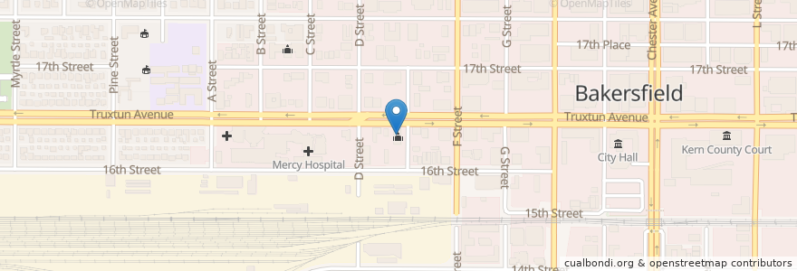 Mapa de ubicacion de Unity Center of Bakersfield en Stati Uniti D'America, California, Kern County, Bakersfield.