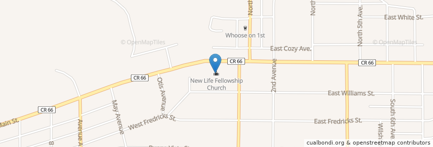 Mapa de ubicacion de New Life Fellowship Church en アメリカ合衆国, カリフォルニア州, San Bernardino County, Barstow.