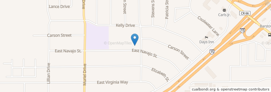 Mapa de ubicacion de Barstow Christian School en Estados Unidos Da América, Califórnia, San Bernardino County, Barstow.