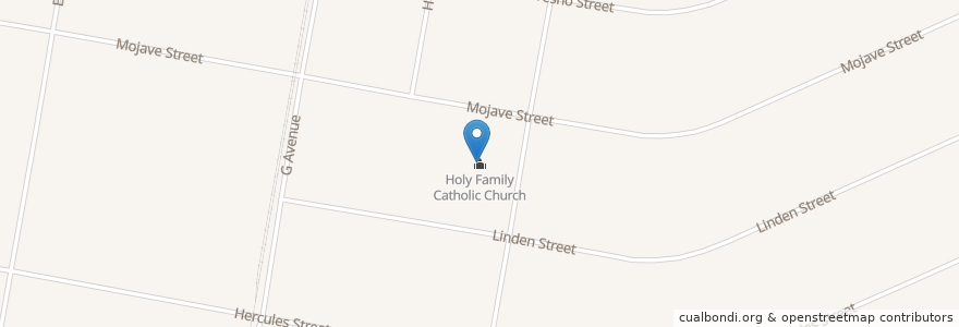 Mapa de ubicacion de Holy Family Catholic Church en الولايات المتّحدة الأمريكيّة, كاليفورنيا, San Bernardino County, Hesperia.