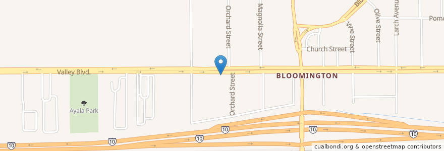 Mapa de ubicacion de Bloomington Post Office en Amerika Syarikat, California, San Bernardino County.