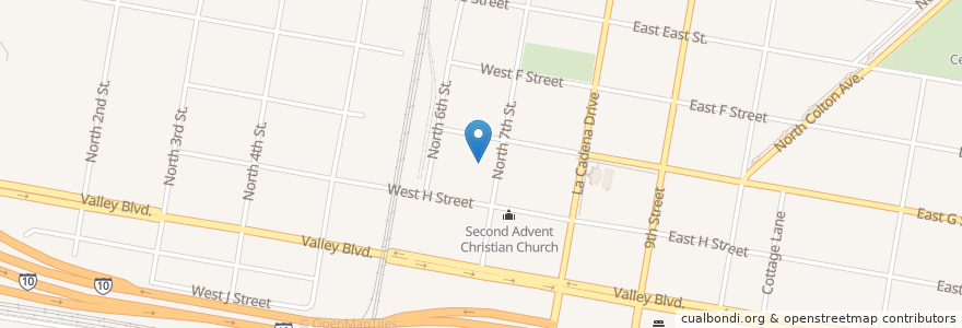 Mapa de ubicacion de Living Springs Fellowship Church en アメリカ合衆国, カリフォルニア州, San Bernardino County, Colton.