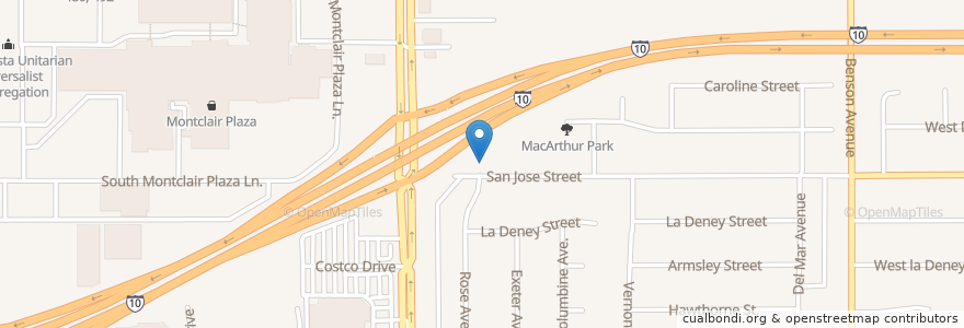Mapa de ubicacion de Church of Christ of Montclair en Stati Uniti D'America, California, San Bernardino County.