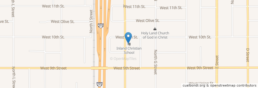 Mapa de ubicacion de Inland Christian School en Соединённые Штаты Америки, Калифорния, San Bernardino County, Сан-Бернарди́Но.