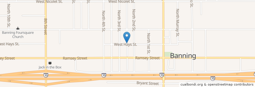 Mapa de ubicacion de Banning United Methodist Church en United States, California, Riverside County, Banning.
