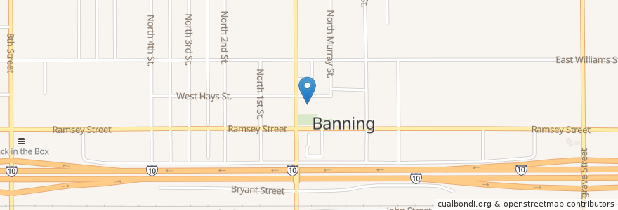 Mapa de ubicacion de New Covenant Fellowship Church en 미국, 캘리포니아주, Riverside County, Banning.