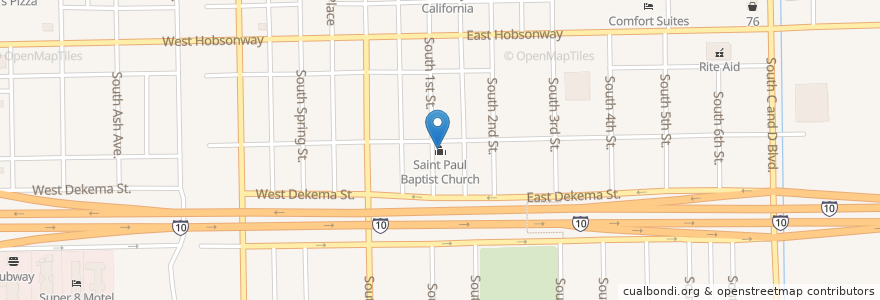 Mapa de ubicacion de Saint Paul Baptist Church en United States, California, Riverside County.