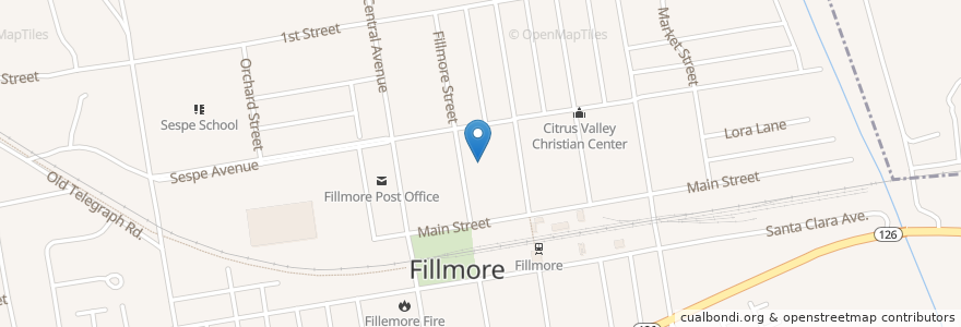 Mapa de ubicacion de First United Methodist Church en Estados Unidos Da América, Califórnia, Ventura County, Fillmore.