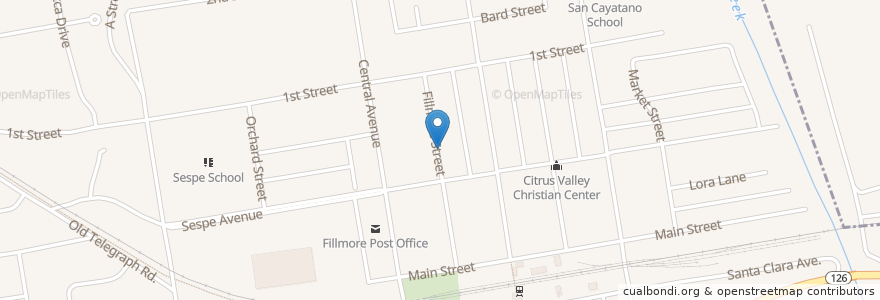 Mapa de ubicacion de Foursquare Church en États-Unis D'Amérique, Californie, Ventura County, Fillmore.
