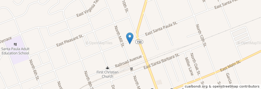 Mapa de ubicacion de Bethel Baptist Church en United States, California, Ventura County, Santa Paula.