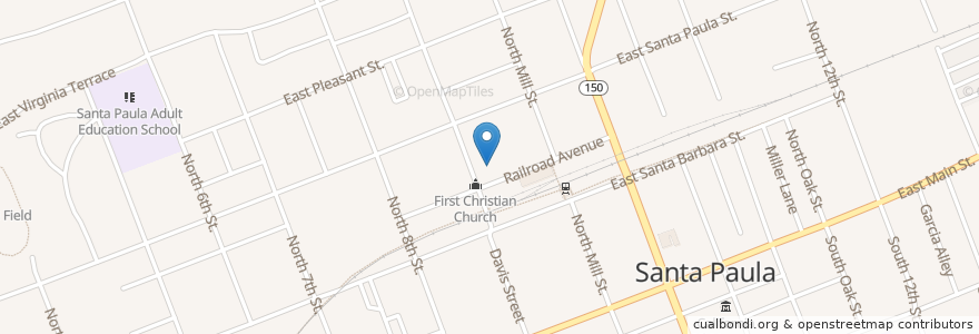 Mapa de ubicacion de Church of the Nazarene en ایالات متحده آمریکا, کالیفرنیا, Ventura County, Santa Paula.