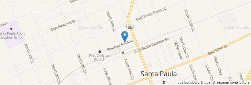 Mapa de ubicacion de First Baptist Church en États-Unis D'Amérique, Californie, Ventura County, Santa Paula.