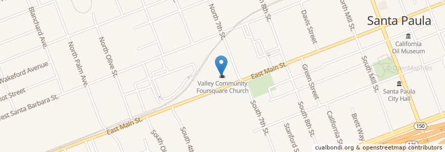 Mapa de ubicacion de Valley Community Foursquare Church en 미국, 캘리포니아주, Ventura County, Santa Paula.