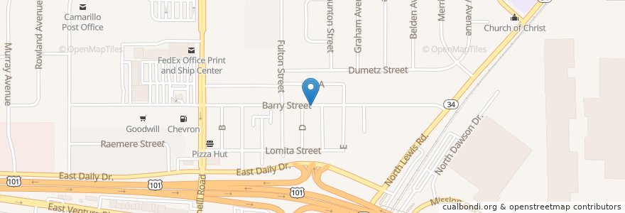 Mapa de ubicacion de Camarillo Foursquare Church en United States, California, Ventura County, Camarillo.