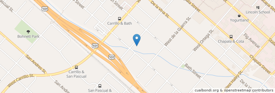 Mapa de ubicacion de Church of the Open Bible en Amerika Birleşik Devletleri, Kaliforniya, Santa Barbara County, Santa Barbara.