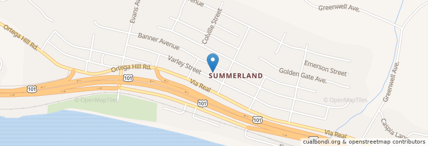 Mapa de ubicacion de Summerland Elementary School en United States, California, Santa Barbara County.