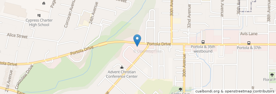 Mapa de ubicacion de Advent Christian Church en 미국, 캘리포니아주, Santa Cruz County.