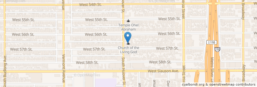 Mapa de ubicacion de Church of the Living God en ایالات متحده آمریکا, کالیفرنیا, Los Angeles County, لوس آنجلس.