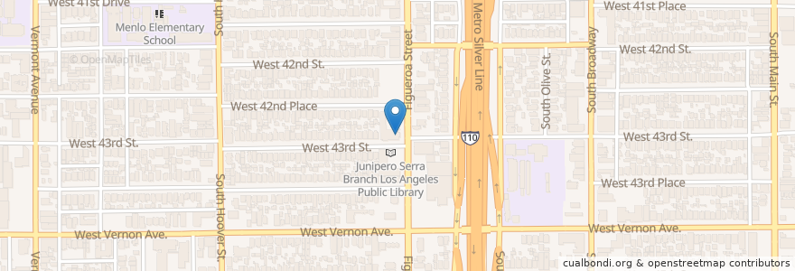 Mapa de ubicacion de Mount Moriah Baptist Church en United States, California, Los Angeles County, Los Angeles.