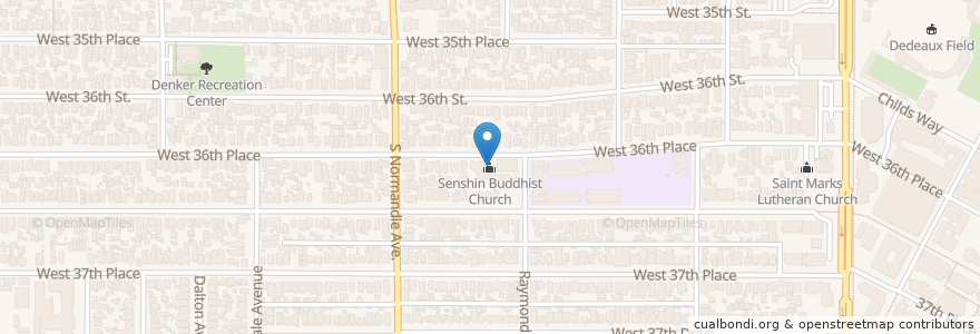 Mapa de ubicacion de Senshin Buddhist Church en États-Unis D'Amérique, Californie, Los Angeles County, Los Angeles.