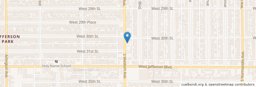 Mapa de ubicacion de Western Avenue Christian Church en Stati Uniti D'America, California, Los Angeles County, Los Angeles.