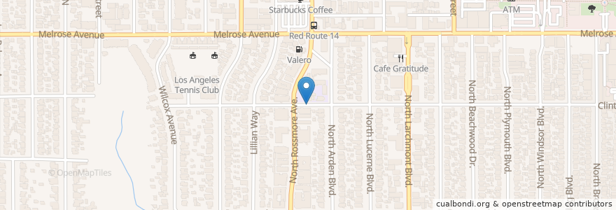 Mapa de ubicacion de Hollywood Church of Christ en Estados Unidos De América, California, Los Angeles County, Los Ángeles.