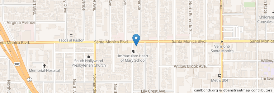 Mapa de ubicacion de Immaculate Heart of Mary Church en Vereinigte Staaten Von Amerika, Kalifornien, Los Angeles County, Los Angeles.
